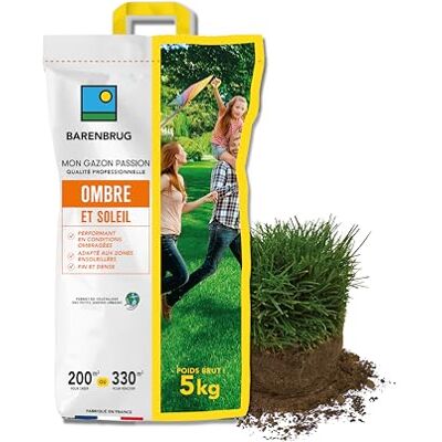 Barenbrug Gazon Ombre et Soleil Performant en Conditions Ombragées Adapté aux Zones Ensoleillées Fin et Dense Pour Végétaliser des Petits Jardins Urbains Fabriqué en France 5KG - Publicité Barenbrug Gazon Ombre et Soleil Performant en Conditions Ombragées Adapté aux Zones Ensoleillées Fin et Dense Pour Végétaliser des Petits Jardins Urbains Fabriqué en France 5KG - Publicité