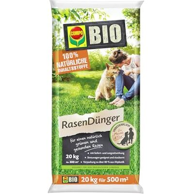 Compo BIO Engrais naturel pour gazon, effet naturel immédiat et à long terme, granulés fins, 20 kg, 500 m², 20 kg - Publicité Compo BIO Engrais naturel pour gazon, effet naturel immédiat et à long terme, granulés fins, 20 kg, 500 m², 20 kg - Publicité
