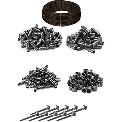 HaGa ® Kit d'irrigation Tuyau goutte à goutte de 16 mm de longueur de 100 m avec compensation de pression avec accessoires Tuyau d'arrosage de jardin - Publicité HaGa ® Kit d'irrigation Tuyau goutte à goutte de 16 mm de longueur de 100 m avec compensation de pression avec accessoires Tuyau d'arrosage de jardin - Publicité