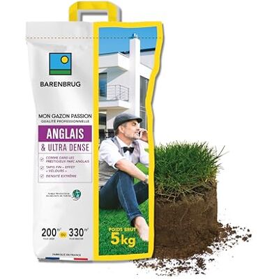 Barenbrug Gazon Anglais et Ultra dense Aspect Prestigieux Parcs Anglais Tapis Dense Effet velours Densité Extrême Faible Production de Déchets de Tonte Fabriqué en France 5KG - Publicité Barenbrug Gazon Anglais et Ultra dense Aspect Prestigieux Parcs Anglais Tapis Dense Effet velours Densité Extrême Faible Production de Déchets de Tonte Fabriqué en France 5KG - Publicité
