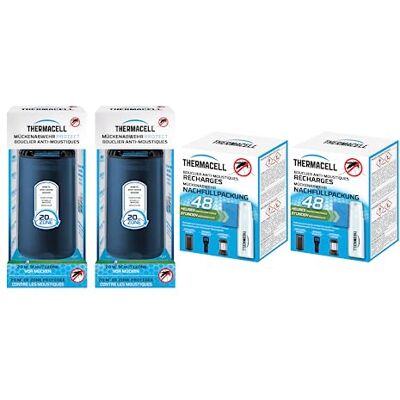 Thermacell Pack Familial 2 Diffuseurs Bleu + 2 Recharge 48h Jusqu'à 96h d'utilisation Anti Moustique et Moustique Tigres Zone de Protection 20m² Effet Rapide Inodore Bleu - Publicité Thermacell Pack Familial 2 Diffuseurs Bleu + 2 Recharge 48h Jusqu'à 96h d'utilisation Anti Moustique et Moustique Tigres Zone de Protection 20m² Effet Rapide Inodore Bleu - Publicité