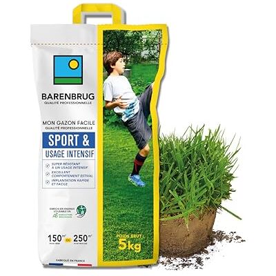 Barenbrug Gazon Sport & Usage intensif Super Résistant Excellent Comportement Estival Implantation Rapide et Facile Engrais Compatible Agriculture Biologique Fabriqué en France 5KG - Publicité Barenbrug Gazon Sport & Usage intensif Super Résistant Excellent Comportement Estival Implantation Rapide et Facile Engrais Compatible Agriculture Biologique Fabriqué en France 5KG - Publicité