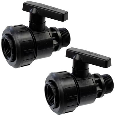 AERZETIX Lot de 2 Vannes à boisseau sphériques 1'' simple union mâle-femelle robinet d'arrêt 10 bars à visser en plastique jardin système d'arrosage irrigation goutte à goutte - Publicité AERZETIX Lot de 2 Vannes à boisseau sphériques 1'' simple union mâle-femelle robinet d'arrêt 10 bars à visser en plastique jardin système d'arrosage irrigation goutte à goutte - Publicité