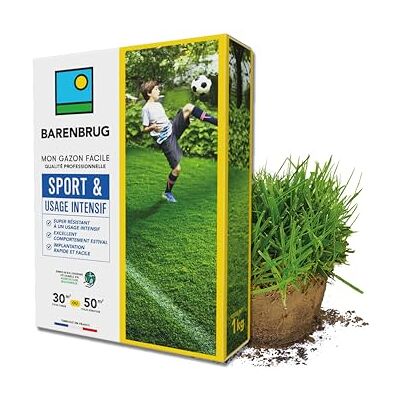 Barenbrug Gazon Sport & Usage intensif Super Résistant Excellent Comportement Estival Implantation Rapide et Facile Engrais Compatible Agriculture Biologique Fabriqué en France 1KG - Publicité Barenbrug Gazon Sport & Usage intensif Super Résistant Excellent Comportement Estival Implantation Rapide et Facile Engrais Compatible Agriculture Biologique Fabriqué en France 1KG - Publicité