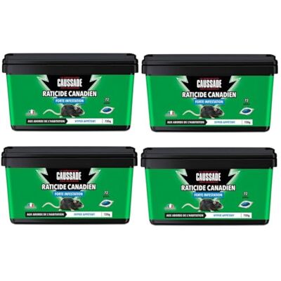 Caussade Raticide Canadien Anti Rats & Souris Fortes Infestations Lieux sec & humides – 288 Appâts pâtes Prêt à l'emploi Une Ingestion Suffit Fabriqué en France 2880g CARPT720X4 - Publicité Caussade Raticide Canadien Anti Rats & Souris Fortes Infestations Lieux sec & humides – 288 Appâts pâtes Prêt à l'emploi Une Ingestion Suffit Fabriqué en France 2880g CARPT720X4 - Publicité