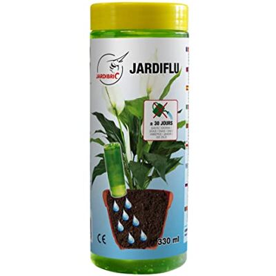 Jardibric Jardiflu Eau Gélifiée 330 ml 97% d'eau épaissie Hydratation continue pour vos plantes, à insérer tête en bas dans la terre de votre pot - Publicité Jardibric Jardiflu Eau Gélifiée 330 ml 97% d'eau épaissie Hydratation continue pour vos plantes, à insérer tête en bas dans la terre de votre pot - Publicité