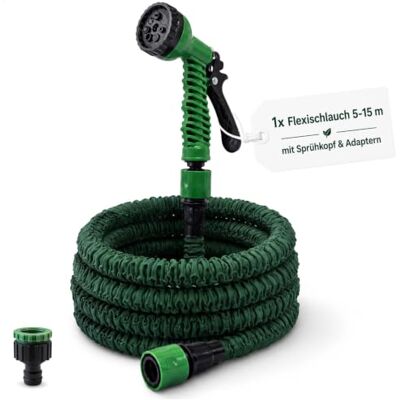 com-four ® Tuyau d'arrosage extensible 5-15 m avec pistolet et adaptateurs Tuyau extensible avec douchette 7 jets, extension x3, raccord rapide 1/2 & 3/4 pouce - Publicité com-four ® Tuyau d'arrosage extensible 5-15 m avec pistolet et adaptateurs Tuyau extensible avec douchette 7 jets, extension x3, raccord rapide 1/2 & 3/4 pouce - Publicité