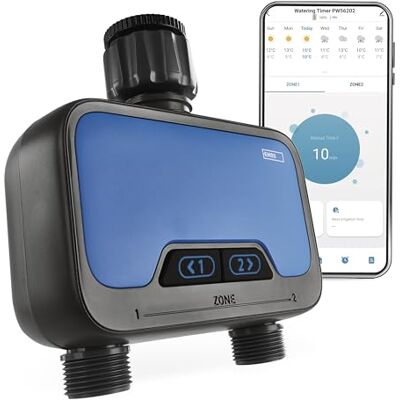 EMOS Horloge d'arrosage Intelligente avec 2 Sorties avec Application, Bluetooth Hub ZigBee requis Fonctionnement à Piles Contrôle d'arrosage automatisé 1 Min à 24 h, 8 Bar, 35 l/Min pour - Publicité EMOS Horloge d'arrosage Intelligente avec 2 Sorties avec Application, Bluetooth Hub ZigBee requis Fonctionnement à Piles Contrôle d'arrosage automatisé 1 Min à 24 h, 8 Bar, 35 l/Min pour - Publicité