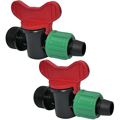 AERZETIX Lot de 2 Robinets d'Arrêt 16mm x 3/4'' pour Tuyau d'Arrosage Pression 4 Bars Vanne Filetage Externe Raccord/Adaptateur pour Système d'Irrigation Goutte à Goutte - Publicité AERZETIX Lot de 2 Robinets d'Arrêt 16mm x 3/4'' pour Tuyau d'Arrosage Pression 4 Bars Vanne Filetage Externe Raccord/Adaptateur pour Système d'Irrigation Goutte à Goutte - Publicité