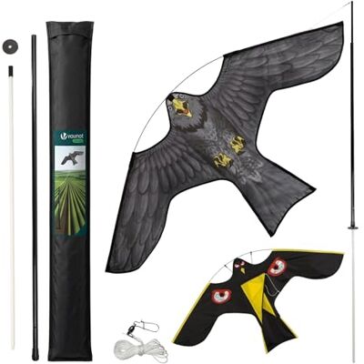 vounot ® Cerf Volant Effaroucheur Oiseaux Faucon Réaliste Répulsif Oiseaux Extérieur avec Mât Télescopique de 4m et 2 Cerfs Volants Interchangeables pour Jardin Potager Ferme Modèle D&G - Publicité vounot ® Cerf Volant Effaroucheur Oiseaux Faucon Réaliste Répulsif Oiseaux Extérieur avec Mât Télescopique de 4m et 2 Cerfs Volants Interchangeables pour Jardin Potager Ferme Modèle D&G - Publicité