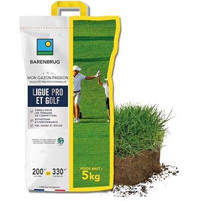 Barenbrug Gazon Ligue Pro et Golf pour Terrains de Compétition Esthétisme, Performance Fin, Dense, Solide Variétés Autorégénérantes Limitant Plantes Indésirables Fabriqué en France 5KG - Publicité Barenbrug Gazon Ligue Pro et Golf pour Terrains de Compétition Esthétisme, Performance Fin, Dense, Solide Variétés Autorégénérantes Limitant Plantes Indésirables Fabriqué en France 5KG - Publicité