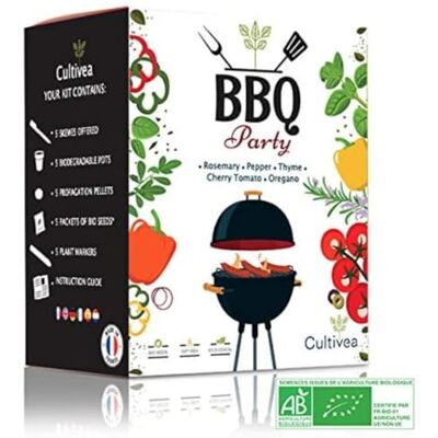 Cultivea ® Mini Kit BBQ Party Kit Aromates et Légumes Bio à Planter – Romarin, Thym, Origan, Tomate Cerise et Poivron – Kit Potager Aromatique – Idée Cadeau - Publicité Cultivea ® Mini Kit BBQ Party Kit Aromates et Légumes Bio à Planter – Romarin, Thym, Origan, Tomate Cerise et Poivron – Kit Potager Aromatique – Idée Cadeau - Publicité