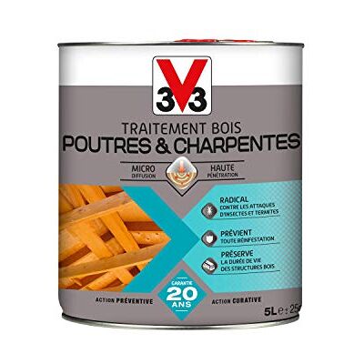 Traitement V33 pour poutres et charpentes - 5L - Publicité Traitement V33 pour poutres et charpentes - 5L - Publicité