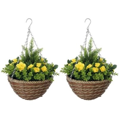 Outsunny 2 Pièces de Fleurs de Lisianthus Artificielles en Panier Suspendu - Outil de Jardinage - Publicité Outsunny 2 Pièces de Fleurs de Lisianthus Artificielles en Panier Suspendu - Outil de Jardinage - Publicité