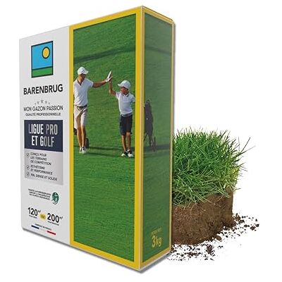 Barenbrug Gazon Ligue Pro et Golf pour Terrains de Compétition Esthétisme, Performance Fin, Dense, Solide Variétés Autorégénérantes Limitant Plantes Indésirables Fabriqué en France 3KG - Publicité Barenbrug Gazon Ligue Pro et Golf pour Terrains de Compétition Esthétisme, Performance Fin, Dense, Solide Variétés Autorégénérantes Limitant Plantes Indésirables Fabriqué en France 3KG - Publicité
