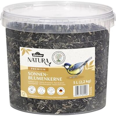 Dehner Natura Premium Nourriture pour Oiseaux Sauvages, graines de Tournesol Non décortiquées, en Seau, 5L (2.2 kg) - Publicité Dehner Natura Premium Nourriture pour Oiseaux Sauvages, graines de Tournesol Non décortiquées, en Seau, 5L (2.2 kg) - Publicité