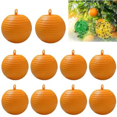 DEJIN Lot de 10 Pièges À Mouches Suspendus Boule Collante Anti Mouche Pièges À Insectes, Attrape-Mouches À Fruits, Attrape-parasites Extérieur, pour De Cours, Vergers(Orange) - Publicité DEJIN Lot de 10 Pièges À Mouches Suspendus Boule Collante Anti Mouche Pièges À Insectes, Attrape-Mouches À Fruits, Attrape-parasites Extérieur, pour De Cours, Vergers(Orange) - Publicité