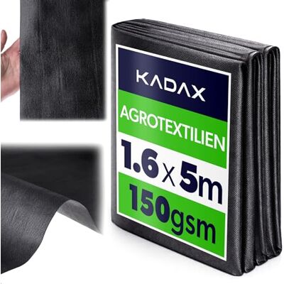 KADAX Toile anti-mauvaises herbes 1,6 x 5 m 150 g/m² Noir Film de paillage surélevé en polypropylène Perméable à l'eau Film de paillage contre les mauvaises herbes Film anti-mauvaises - Publicité KADAX Toile anti-mauvaises herbes 1,6 x 5 m 150 g/m² Noir Film de paillage surélevé en polypropylène Perméable à l'eau Film de paillage contre les mauvaises herbes Film anti-mauvaises - Publicité