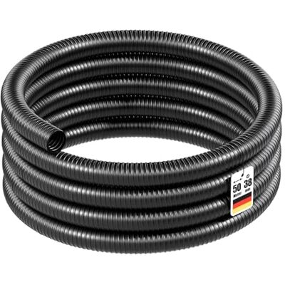 WilTec Tuyau d'aspiration noir – 50 m/Ø 38 mm (1 1/2") / 260 g/m – avec Spirale de renforcement – Tube souple sans pression en PVC – pour Arrosage Irrigation Jardinage Évacuation Refoulement - Publicité WilTec Tuyau d'aspiration noir – 50 m/Ø 38 mm (1 1/2") / 260 g/m – avec Spirale de renforcement – Tube souple sans pression en PVC – pour Arrosage Irrigation Jardinage Évacuation Refoulement - Publicité