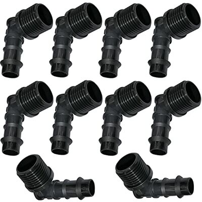 AERZETIX Lot de 10 Embouts Raccords Coudés Cannelés en Plastique Ø16mm x 1/2'' Filetage Externe pour Tuyau d'Arrosage/Irrigation Système Goutte à Goutte - Publicité AERZETIX Lot de 10 Embouts Raccords Coudés Cannelés en Plastique Ø16mm x 1/2'' Filetage Externe pour Tuyau d'Arrosage/Irrigation Système Goutte à Goutte - Publicité