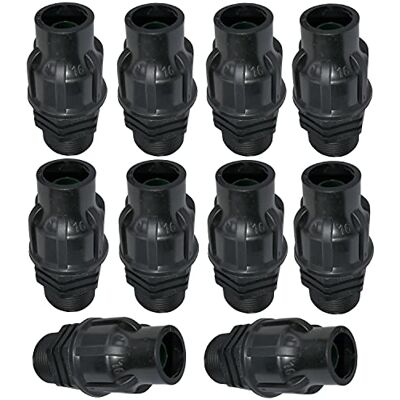 AERZETIX Lot de 10 Raccords Adaptateurs Connecteur de Tuyau Goutte à Goutte Ø16mm x 3/4'' Filetage Externe en Plastique pour Système d'Arrosage - Publicité AERZETIX Lot de 10 Raccords Adaptateurs Connecteur de Tuyau Goutte à Goutte Ø16mm x 3/4'' Filetage Externe en Plastique pour Système d'Arrosage - Publicité