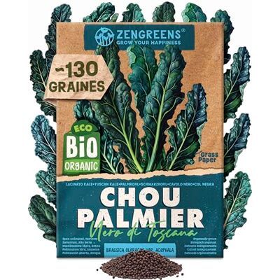 zengreens ® Graines de Chou Palmier bio (Noir de Toscane) Graines potagères pour une culture facile au jardin, sur le balcon ou en carré potager - Publicité zengreens ® Graines de Chou Palmier bio (Noir de Toscane) Graines potagères pour une culture facile au jardin, sur le balcon ou en carré potager - Publicité