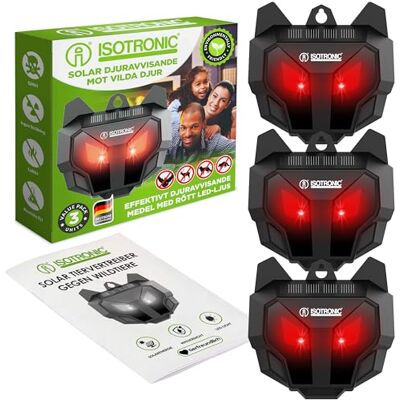 ISOTRONIC Répulsif Solaire ratons laveurs, Cerfs, Renards et sangliers – Protection Animaux Sauvages avec LED Rouge – Dissuasion Efficace portée 40 m² – 3 unités pour Jardin et extérieur – Sécurisé - Publicité ISOTRONIC Répulsif Solaire ratons laveurs, Cerfs, Renards et sangliers – Protection Animaux Sauvages avec LED Rouge – Dissuasion Efficace portée 40 m² – 3 unités pour Jardin et extérieur – Sécurisé - Publicité