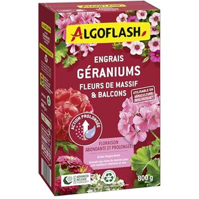 Algoflash Engrais Géraniums, Fleurs de Massifs et Balcons, Utilisable en Agriculture Biologique 800 g - Publicité Algoflash Engrais Géraniums, Fleurs de Massifs et Balcons, Utilisable en Agriculture Biologique 800 g - Publicité