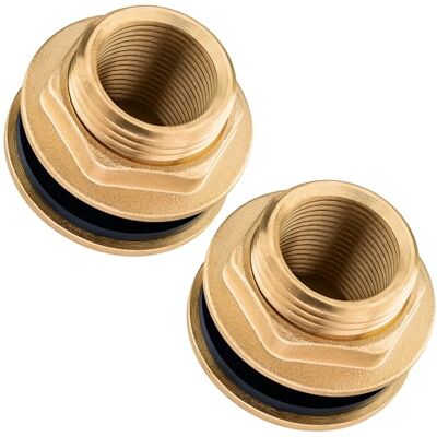 POPPSTAR 2x Raccord pour Citerne d'eau, 3 Pièces, passage de tonneau 1 pouce (30 mm) filetage intérieur, laiton, joint inclus - Publicité POPPSTAR 2x Raccord pour Citerne d'eau, 3 Pièces, passage de tonneau 1 pouce (30 mm) filetage intérieur, laiton, joint inclus - Publicité