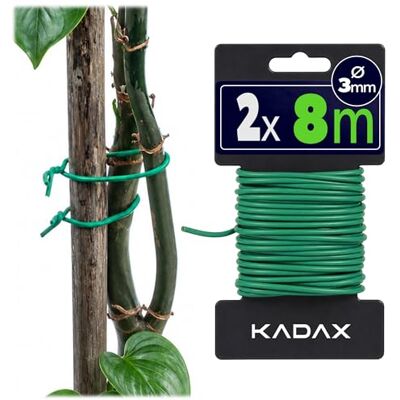KADAX Lot de 2 fils de jardin 3 mm x 8 m Fil de liage vert pour fixer les plantes Fil caoutchouté Résistant aux intempéries Pour le jardin Fil de fleurs gainé - Publicité KADAX Lot de 2 fils de jardin 3 mm x 8 m Fil de liage vert pour fixer les plantes Fil caoutchouté Résistant aux intempéries Pour le jardin Fil de fleurs gainé - Publicité