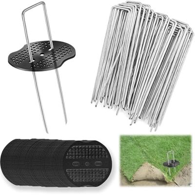 PTBWS 50 Piquets de Jardin avec 50 Rondelles,Sardines de Fixation,150x40mm Ø 3mm, Piquet Ancrage, pour Le Jardin, Le Paillis et Le Gazon Artificiel - Publicité PTBWS 50 Piquets de Jardin avec 50 Rondelles,Sardines de Fixation,150x40mm Ø 3mm, Piquet Ancrage, pour Le Jardin, Le Paillis et Le Gazon Artificiel - Publicité