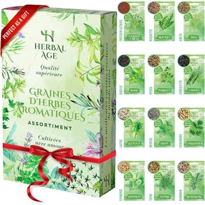 Herbal Age 12 Variétés de Plantes d'Herbes, 8700 Graines d'Herbes, Idée Cadeau Homme et Femme, Kit de Jardinieres Exterieur Pour Adultes, Enfants, Débutants, Menthe, Persil, Basilic, Romarin - Publicité Herbal Age 12 Variétés de Plantes d'Herbes, 8700 Graines d'Herbes, Idée Cadeau Homme et Femme, Kit de Jardinieres Exterieur Pour Adultes, Enfants, Débutants, Menthe, Persil, Basilic, Romarin - Publicité
