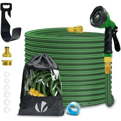 vounot ® Tuyau d'Arrosage Extensible 15m Renforcé Adaptable 1/2" et 3/4" 10 Modes de Pulvérisation Flexible et Anti-Fuite Raccord et Sac de Rangement Fournis Vert - Publicité vounot ® Tuyau d'Arrosage Extensible 15m Renforcé Adaptable 1/2" et 3/4" 10 Modes de Pulvérisation Flexible et Anti-Fuite Raccord et Sac de Rangement Fournis Vert - Publicité