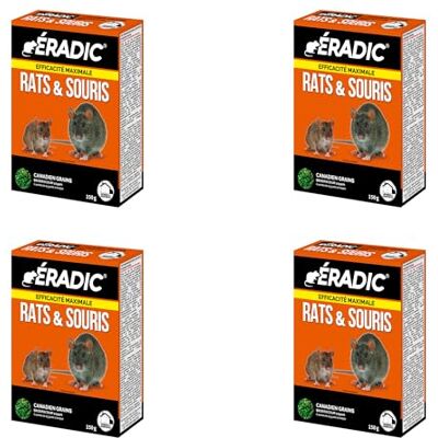 Caussade ERADIC Canadien Grains Anti-Rats & Souris 24 Sachets 600g Efficacité Maximale Lieux Secs Prêt à l'Emploi Une Ingestion Suffit ERSC150X4 - Publicité Caussade ERADIC Canadien Grains Anti-Rats & Souris 24 Sachets 600g Efficacité Maximale Lieux Secs Prêt à l'Emploi Une Ingestion Suffit ERSC150X4 - Publicité