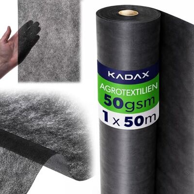 KADAX Toile anti-mauvaises herbes 1 x 50 m 50 g/m² Noire En polypropylène Perméable à l'eau Protection contre les mauvaises herbes Film anti-mauvaises herbes pour jardin, film pour - Publicité KADAX Toile anti-mauvaises herbes 1 x 50 m 50 g/m² Noire En polypropylène Perméable à l'eau Protection contre les mauvaises herbes Film anti-mauvaises herbes pour jardin, film pour - Publicité