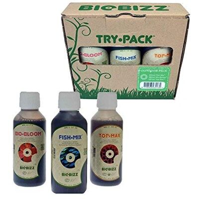 BIOBIZZ Try Pack Kit d'engrais bio pour plantes de plein air - Publicité BIOBIZZ Try Pack Kit d'engrais bio pour plantes de plein air - Publicité