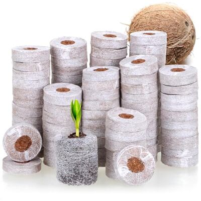 com-four ® 100x pastilles gonflantes de Noix de Coco avec Filet support de culture pour graines de plantes disques de noix de coco biodégradables aide à la culture en fibre de coco - Publicité com-four ® 100x pastilles gonflantes de Noix de Coco avec Filet support de culture pour graines de plantes disques de noix de coco biodégradables aide à la culture en fibre de coco - Publicité
