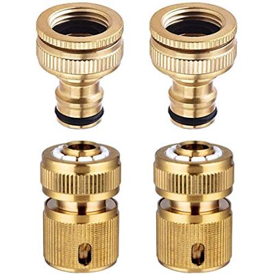 Hydrogarden Raccord de Robinet de Tuyau d'arrosage de 4 pièces Raccord Rapide pour Tuyau de Tuyau de 1/2 po et 3/4 po - Publicité Hydrogarden Raccord de Robinet de Tuyau d'arrosage de 4 pièces Raccord Rapide pour Tuyau de Tuyau de 1/2 po et 3/4 po - Publicité