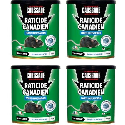 Caussade Raticide Canadien 48 Blocs Pâtes Flocoumafen 1200g Anti-Rats Efficacité Radicale Tous lieux Prêt à l'Emploi Une Ingestion Suffit CARPT300X4 - Publicité Caussade Raticide Canadien 48 Blocs Pâtes Flocoumafen 1200g Anti-Rats Efficacité Radicale Tous lieux Prêt à l'Emploi Une Ingestion Suffit CARPT300X4 - Publicité