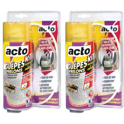 Acto Lot de 2 Aérosols Spécial GUEPES FRELONS Kit Spécial toitures et combles - Publicité Acto Lot de 2 Aérosols Spécial GUEPES FRELONS Kit Spécial toitures et combles - Publicité