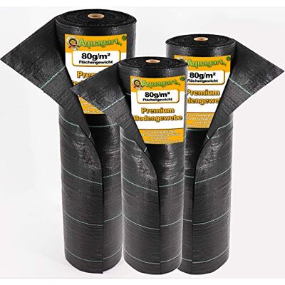 Aquagart Bâche anti-mauvaises herbes robuste 80 g/m² 60 m x 1,65 m Protection contre les mauvaises herbes I Toile de jardin - Publicité Aquagart Bâche anti-mauvaises herbes robuste 80 g/m² 60 m x 1,65 m Protection contre les mauvaises herbes I Toile de jardin - Publicité