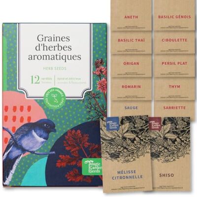 Magic Garden Seeds Coffret de graines d'herbes aromatiques 12 variétés - Publicité Magic Garden Seeds Coffret de graines d'herbes aromatiques 12 variétés - Publicité