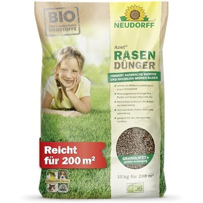 Neudorff Azet Engrais Biologique pour Gazon 200 m² pour Une Surface de pelouse Dense, Verte et résistante avec 6 Mois d'efficacité Longue durée, 10 kg - Publicité Neudorff Azet Engrais Biologique pour Gazon 200 m² pour Une Surface de pelouse Dense, Verte et résistante avec 6 Mois d'efficacité Longue durée, 10 kg - Publicité