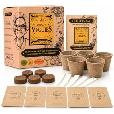 Cultivea ® Kit Prêt à pousser Légumes Oubliés Bio – Kit Graines Potager (Betterave Jaune, Haricot Nain, Chou-Fleur Romanesco, Carotte Rouge, Courge Butternut) – Coffret Graines à Planter – Idée Cadeau - Publicité Cultivea ® Kit Prêt à pousser Légumes Oubliés Bio – Kit Graines Potager (Betterave Jaune, Haricot Nain, Chou-Fleur Romanesco, Carotte Rouge, Courge Butternut) – Coffret Graines à Planter – Idée Cadeau - Publicité