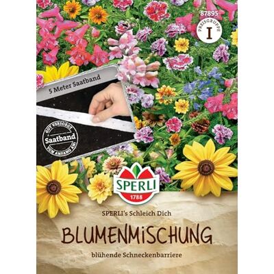 Sperli Mélange de graines de fleurs 's Schleich Dich 87895 – annuelle – barrière à escargots florissante – 5 m – Ruban de semences, graines de fleurs sauvages, graines de prairie fleurie - Publicité Sperli Mélange de graines de fleurs 's Schleich Dich 87895 – annuelle – barrière à escargots florissante – 5 m – Ruban de semences, graines de fleurs sauvages, graines de prairie fleurie - Publicité