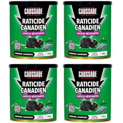Caussade Raticide Canadien Anti Rats Efficacité Radicale Lieux Secs 24 Sachets Céréales Prêt à l'emploi Une Ingestion Suffit Fabriqué en France 4x150g CARBF150X4 - Publicité Caussade Raticide Canadien Anti Rats Efficacité Radicale Lieux Secs 24 Sachets Céréales Prêt à l'emploi Une Ingestion Suffit Fabriqué en France 4x150g CARBF150X4 - Publicité