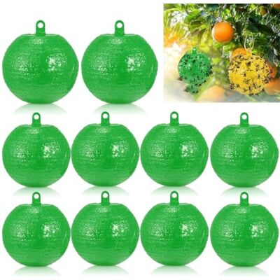 DEJIN Lot de 10 Pièges À Mouches Suspendus Boule Collante Anti Mouche Pièges À Insectes, Attrape-Mouches À Fruits, Attrape-parasites Extérieur, pour De Cours, Vergers(Green) - Publicité DEJIN Lot de 10 Pièges À Mouches Suspendus Boule Collante Anti Mouche Pièges À Insectes, Attrape-Mouches À Fruits, Attrape-parasites Extérieur, pour De Cours, Vergers(Green) - Publicité