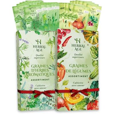 Herbal Age 24 Variétés de Plantes Jardin – Kit 13.800 Graines d'Herbes Aromatiques et d'Légumes: Persil, Carottes, Basilic – Idee Cadeau Pour Femme, Homme, Enfant – Jardinage Potager Interieur & Exterieur - Publicité Herbal Age 24 Variétés de Plantes Jardin – Kit 13.800 Graines d'Herbes Aromatiques et d'Légumes: Persil, Carottes, Basilic – Idee Cadeau Pour Femme, Homme, Enfant – Jardinage Potager Interieur & Exterieur - Publicité