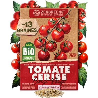 zengreens ® Graines de Tomate Cerise bio (Cerise Rouge) Graines potagères pour une culture facile au jardin, sur le balcon ou en carré potager Tomate Cherry - Publicité zengreens ® Graines de Tomate Cerise bio (Cerise Rouge) Graines potagères pour une culture facile au jardin, sur le balcon ou en carré potager Tomate Cherry - Publicité
