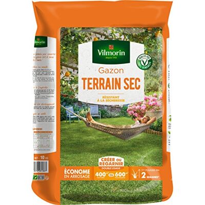 Vilmorin Gazon Terrain Sec, Vert, 10 kg - Publicité Vilmorin Gazon Terrain Sec, Vert, 10 kg - Publicité